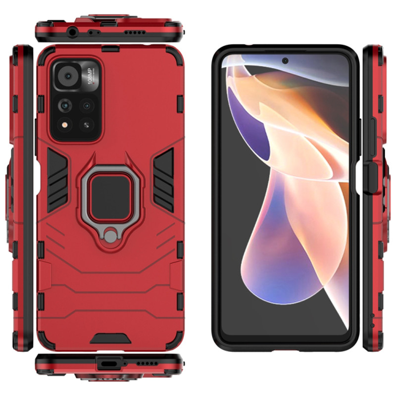 Фото Ударопрочный чехол Transformer Ring for Magnet для Xiaomi Redmi Note 11 Pro 4G/5G / 12 Pro 4G (Красный / Dante Red) в магазине vchehle.ua