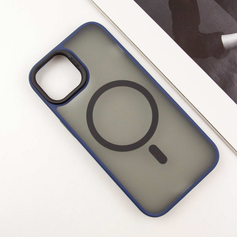 Фото TPU+PC чехол Blueo Skin Friendly Frosted with Magnetic Safe для Apple iPhone 15 (6.1") (Синий) на vchehle.ua