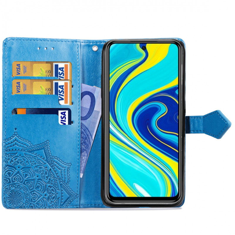 Фото Кожаный чехол-книжка Art Case с визитницей для Xiaomi Redmi Note 9s / Note 9 Pro / Note 9 Pro Max (Синий) на vchehle.ua