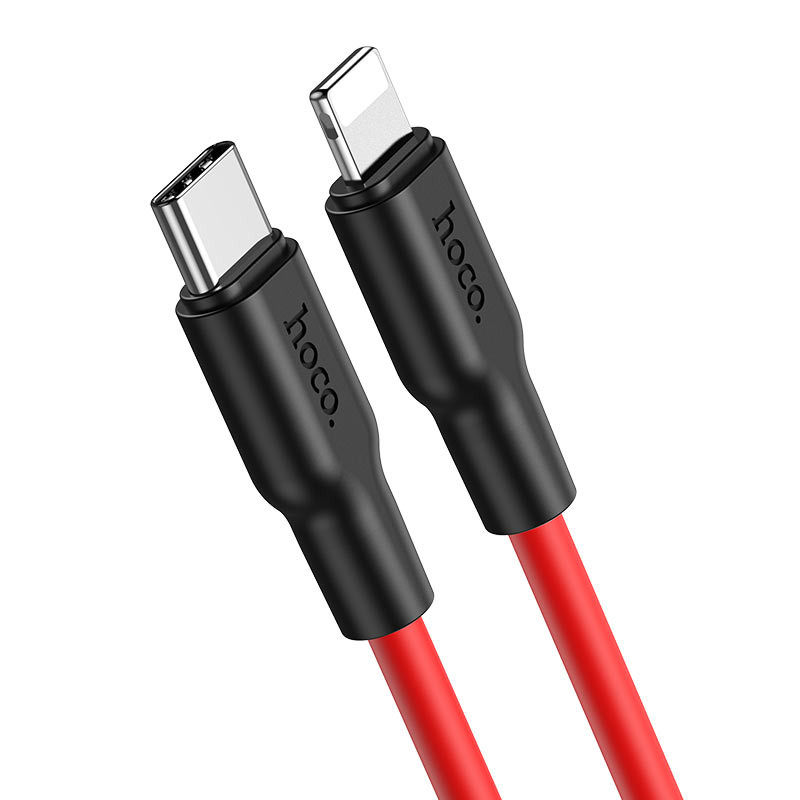 Дата кабель Hoco X21 Plus Silicone Type-C to Lightning (1m) (Чорний / Червоний) в магазині vchehle.ua