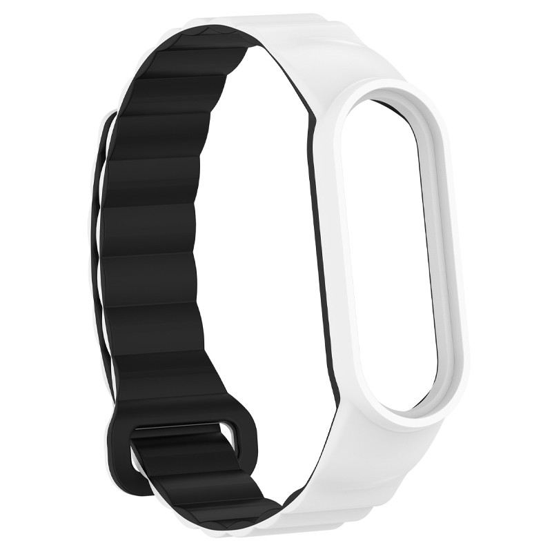 Фото Ремешок Dual-color Magnetic для Xiaomi Mi Band 7/6/5/4/3 (White / Black) в магазине vchehle.ua