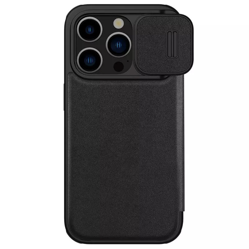 Фото Кожаный чехол (книжка) Nillkin Qin Prop Plain Camshield для Apple iPhone 16 Pro Max (6.9") (Classic Black) в магазине vchehle.ua