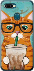 Чехол Зеленоглазый кот в очках для Oppo A12