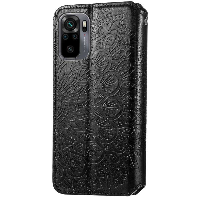 Фото Шкіряний чохол книжка GETMAN Mandala (PU) на Xiaomi Redmi Note 10 / Note 10s (Чорний) на vchehle.ua