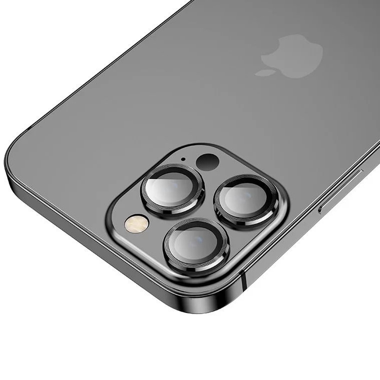 Фото Захисне скло Metal Classic на камеру (в упак.) на Apple iPhone 13 Pro / 13 Pro Max (Чорний / Black) в маназині vchehle.ua