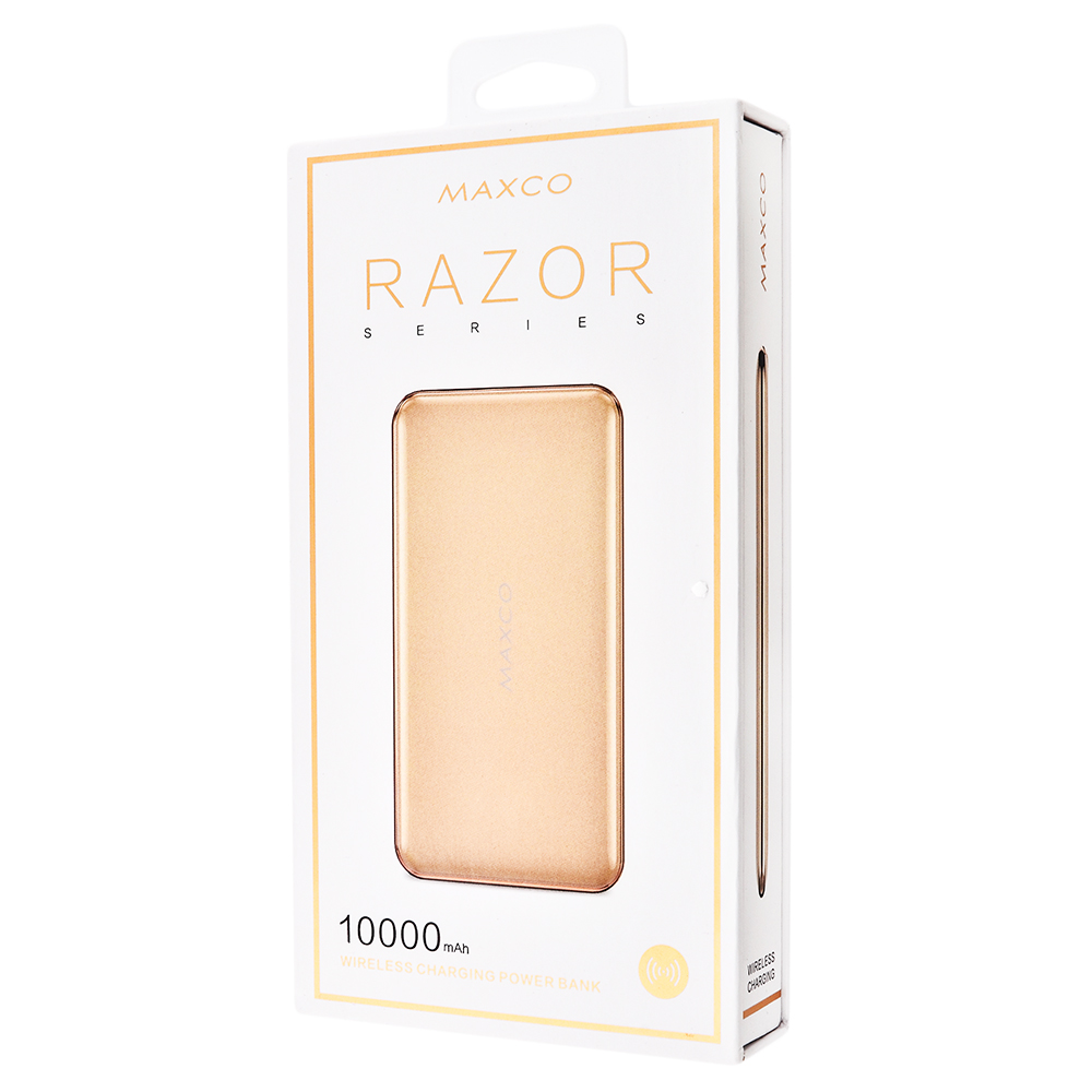 Портативное зарядное устройство Powerbank Wireles Charger Razor 10000mAh with Type-C Cable (Gold)