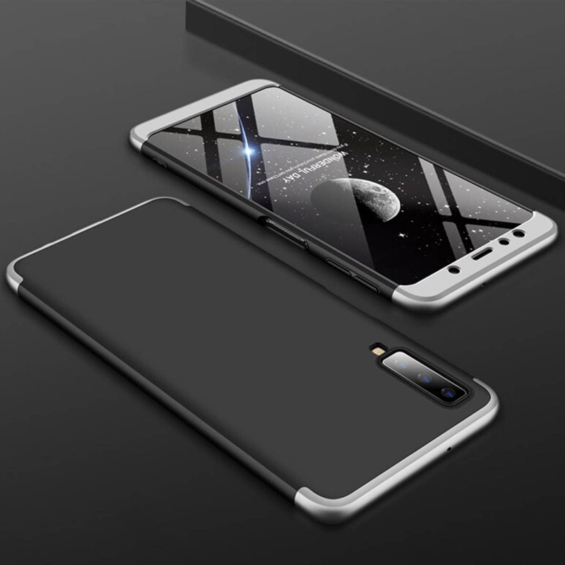 Фото Пластиковая накладка GKK LikGus 360 градусов (opp) для Samsung A750 Galaxy A7 (2018) (Черный / Серебряный) на vchehle.ua