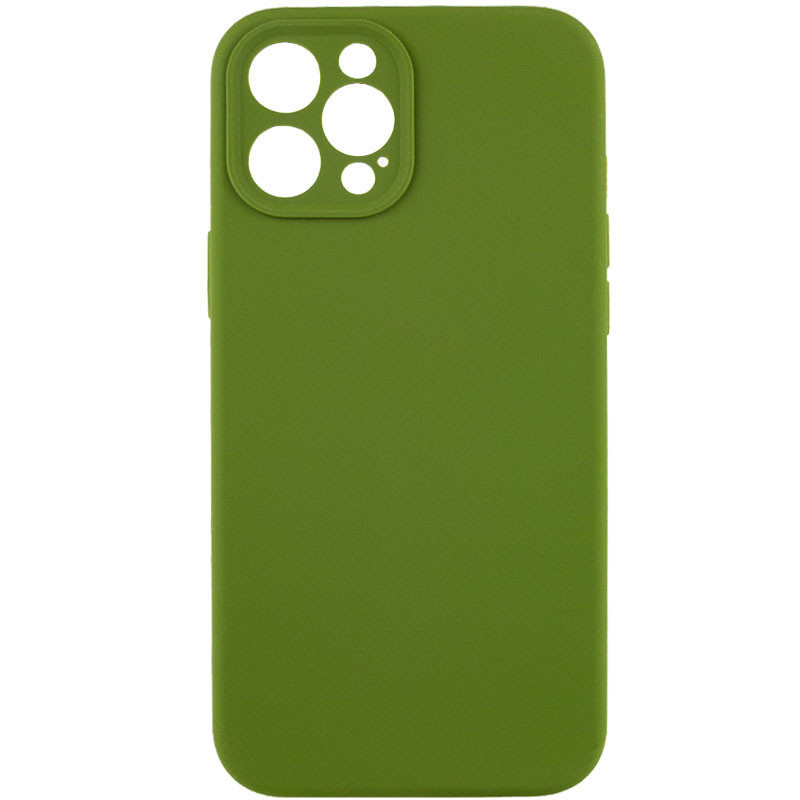 Чохол Silicone Case Full Camera Protective (AA) NO LOGO на Apple iPhone 12 Pro (6.1") (Зелений / Dark Olive)