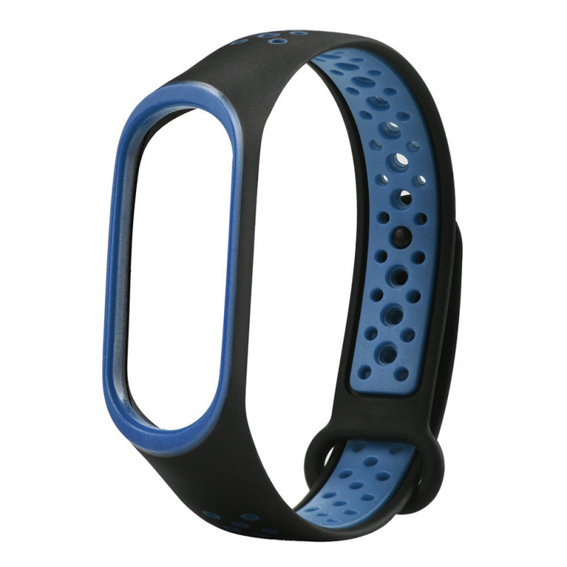 Ремінець Sport для Xiaomi Mi Band 5 / 6 (Чорний / Синій)
