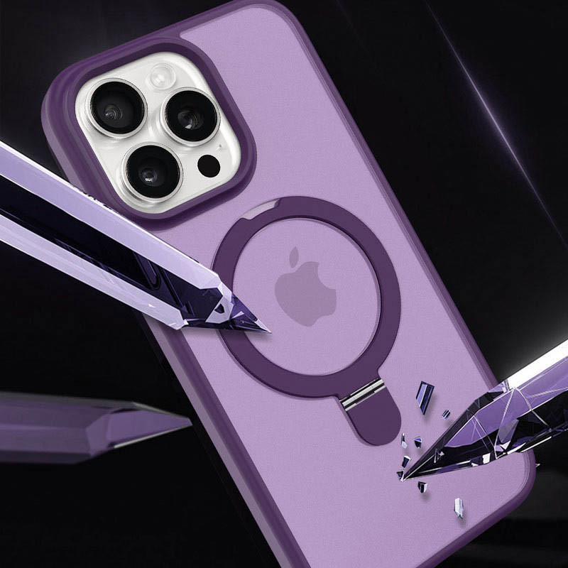 Фото TPU+PC чехол Metal Buttons with Magnetic Safe Colorful HQ Ring для Apple iPhone 14 Pro (6.1") (Purple) на vchehle.ua