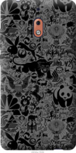 Чохол Чорно-сірий стікер бомбинг на Nokia 2.1