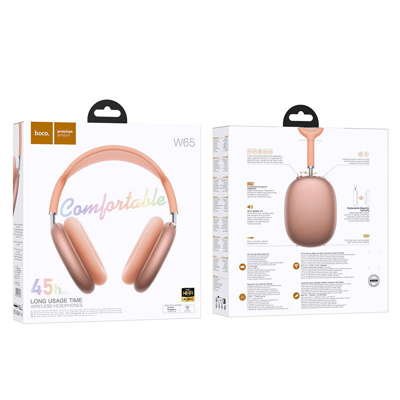 Фото Накладні бездротові навушники Hoco W65 Happy (Orange) в маназині vchehle.ua