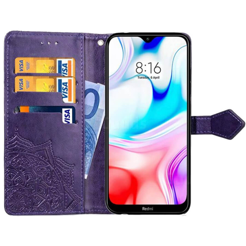 Фото Кожаный чехол-книжка Art Case с визитницей для Xiaomi Redmi 8 (Фиолетовый) в магазине vchehle.ua
