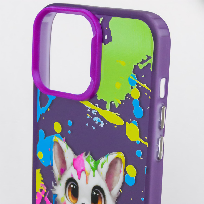 Купить TPU+PC чехол TakiTaki Graffiti magic glow для Apple iPhone 12 Pro / 12 (6.1") (Cute wolf / Purple) на vchehle.ua