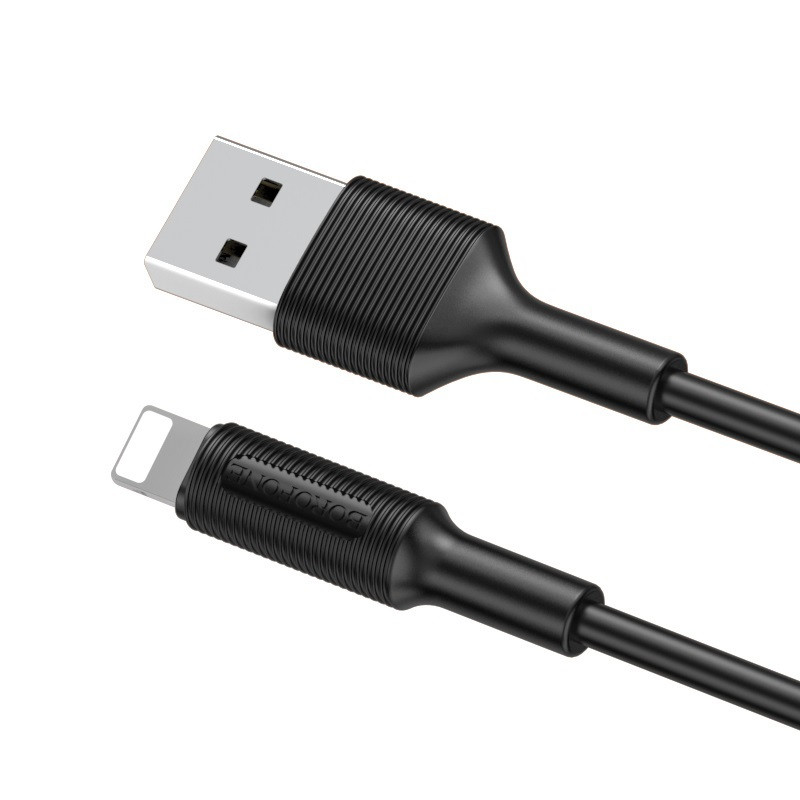 Фото Дата кабель Borofone BX1 EzSync USB to Lightning (1m) (Чорний) в маназині vchehle.ua