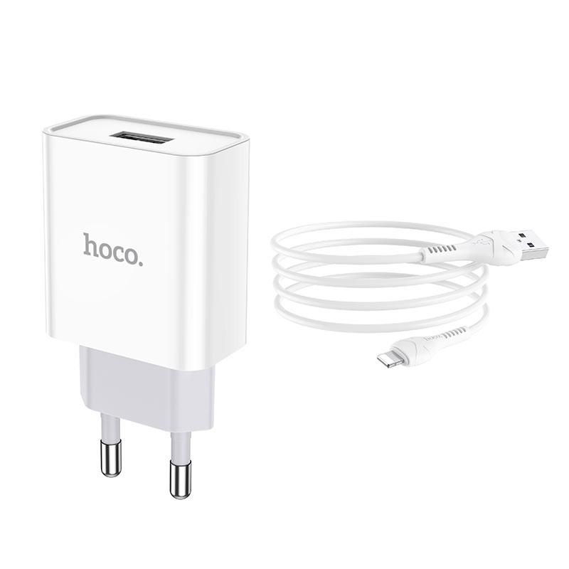 Фото МЗП HOCO C81A (1USB/2.1A) + Ligthning (Білий) на vchehle.ua
