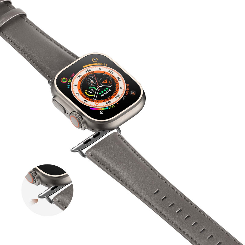 Фото Ремешок Dux Ducis Leather Strap Classic для Apple Watch 38/40/41/42mm(ser.10) (Grey) в магазине vchehle.ua