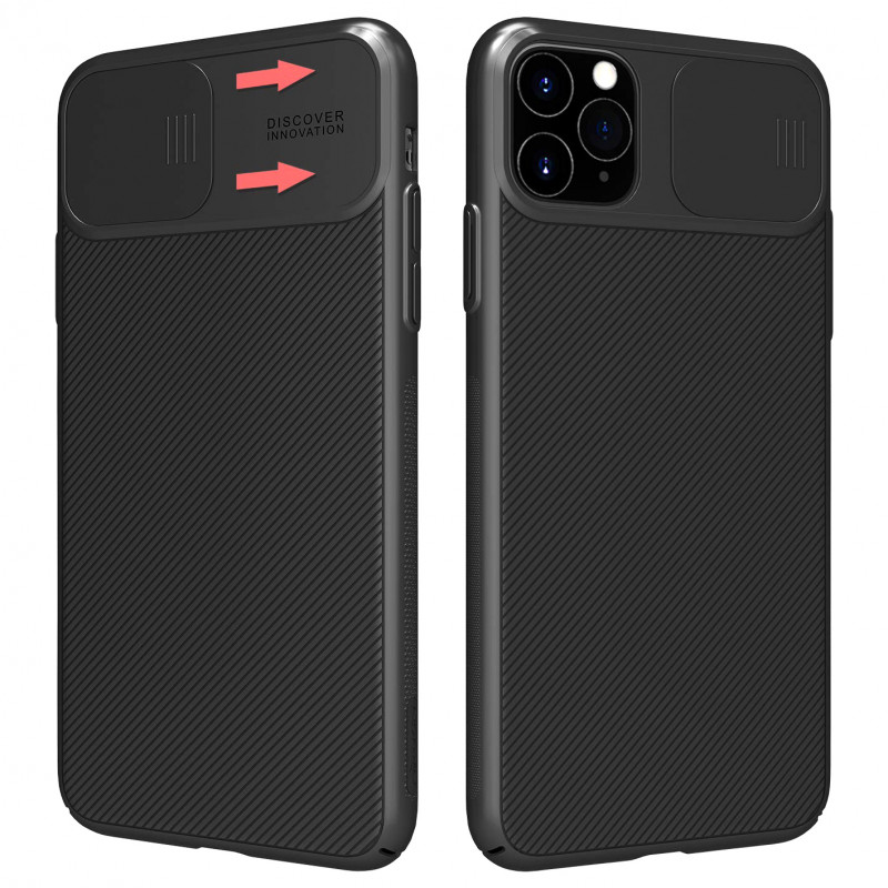 Карбоновая накладка Nillkin Camshield (шторка на камеру) для Apple iPhone 11 Pro (5.8") (Черный / Black)