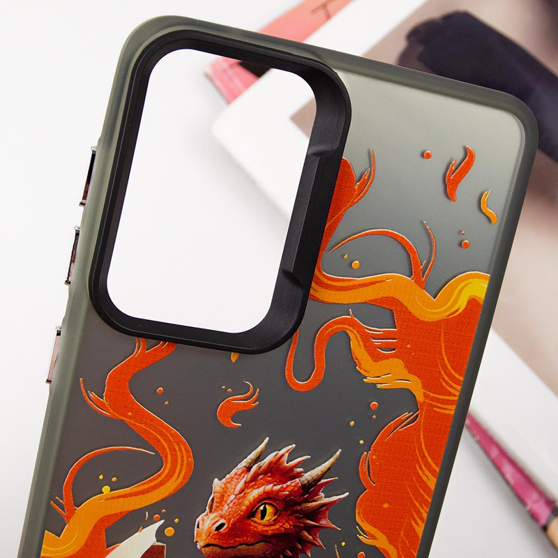 TPU+PC чехол TakiTaki Fantasy magic glow для Apple iPhone 14 Pro (6.1") (Fire dragon - Black) в магазине vchehle.ua