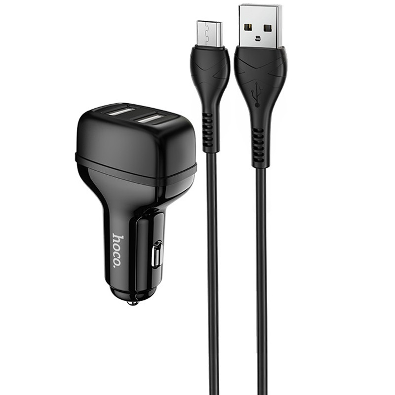 АЗУ Hoco Z36 Leader 2.4A (2USB-A) + кабель USB to MicroUSB (Черный)