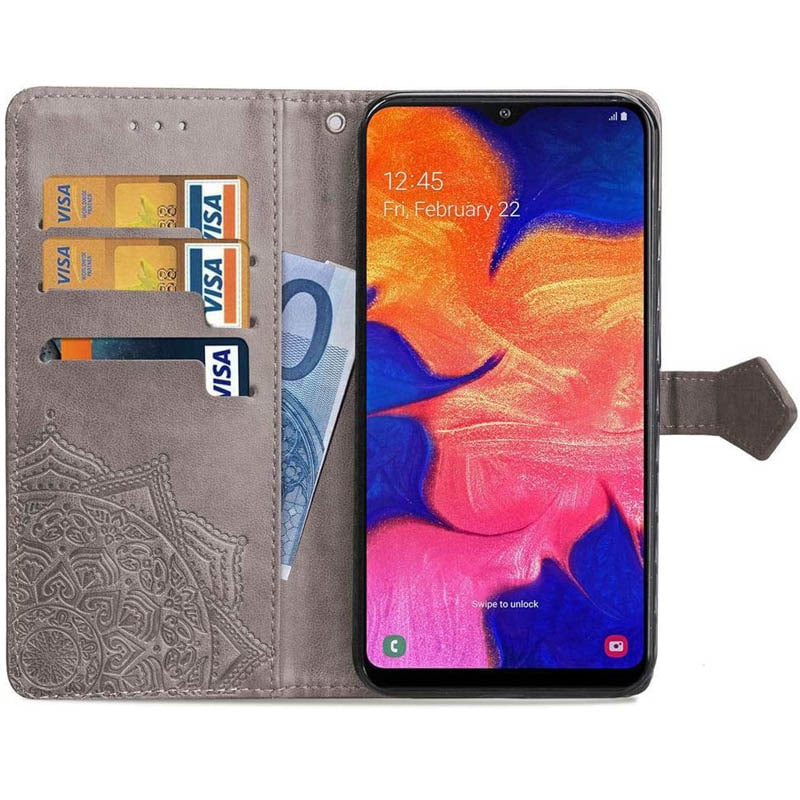 Фото Шкіряний чохол-книжка Art Case з візитницею на Samsung Galaxy A10 (A105F) (Сірий) в маназині vchehle.ua