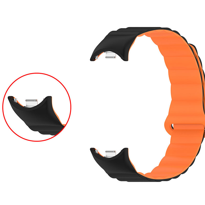 Купить Ремешок Dual-color Magnetic для Xiaomi Mi Band 9/8 (Black / Orange) на vchehle.ua