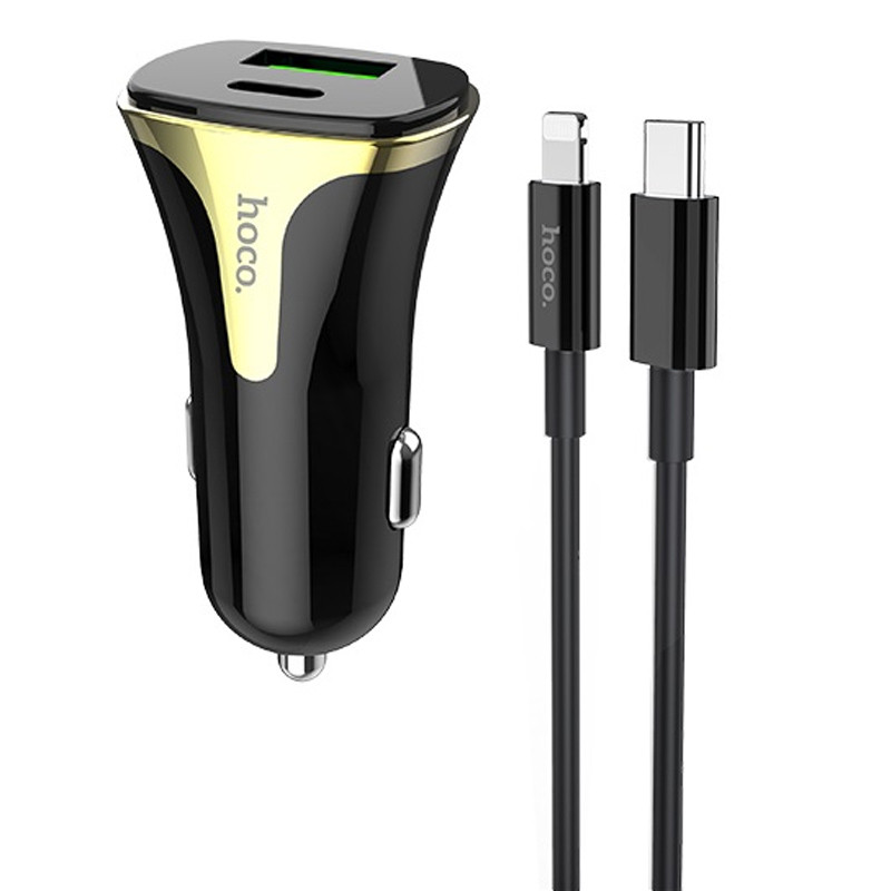 

АЗП Hoco Z31A PD + QC3.0 (1USB / 3A) + Type-C to Lightning (Чорний) 1097320