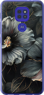 Чехол Черные цветы для Motorola G9 Play