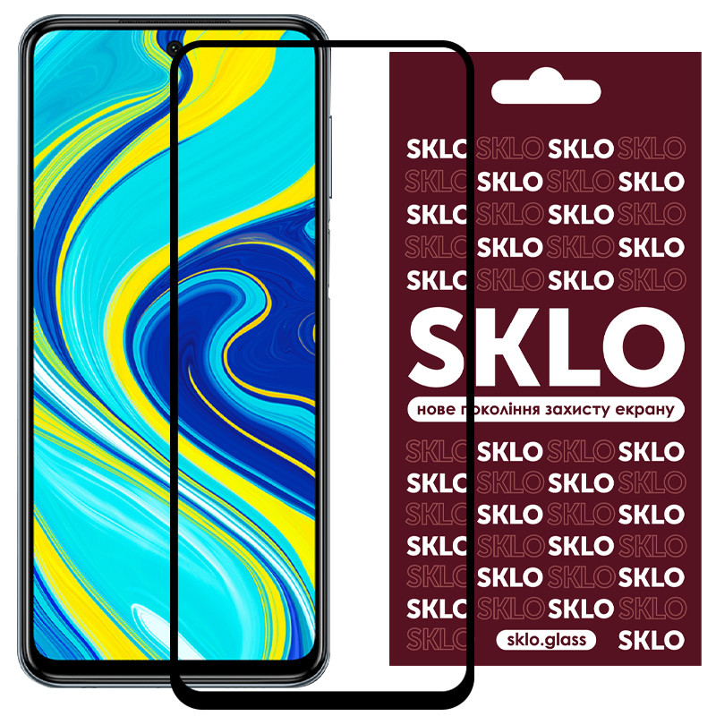 Захисне скло SKLO 3D (full glue) на Xiaomi Redmi Note 9s / Note 9 Pro / Note 9 Pro Max (Чорний)