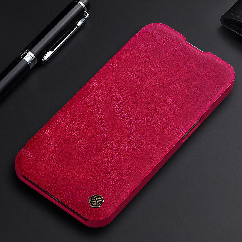 Фото Кожаный чехол-книжка Nillkin Qin Pro Camshield для Apple iPhone 14 Plus (6.7") (Красный) в магазине vchehle.ua
