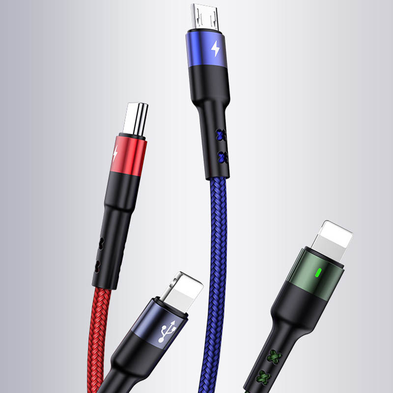 Дата кабель Usams US-SJ411 U26 4in1 USB to Combo 2A (0.35m) (Чорний) в магазині vchehle.ua