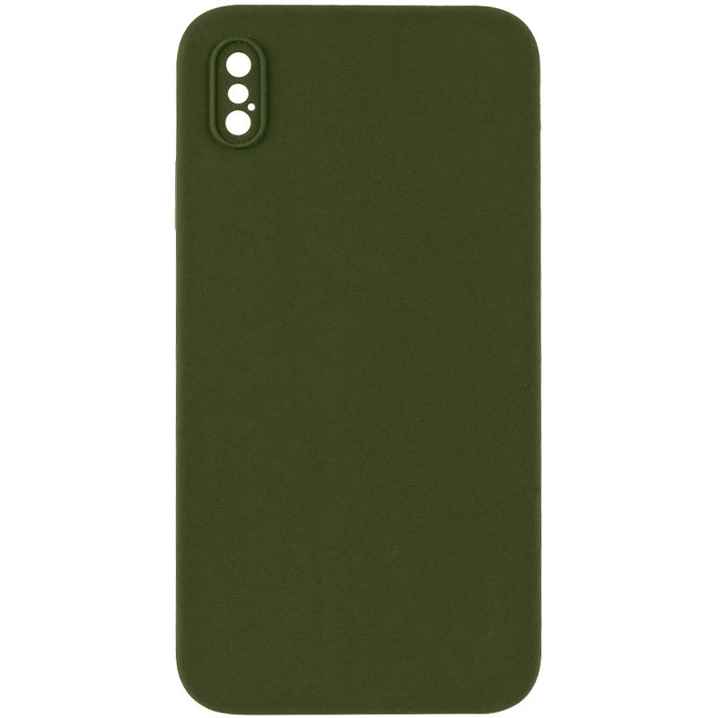 Silicone Case Square Full Camera Protective (AA) NOLOGO для Apple iPhone X / XS (5.8") (Зеленый / Dark Olive)