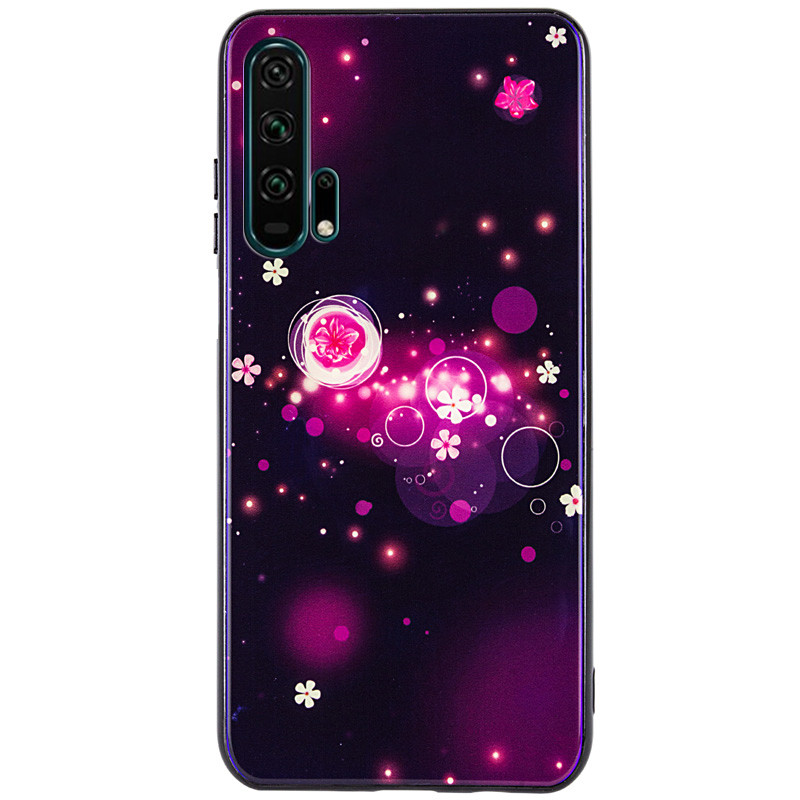 

TPU+Glass чехол Fantasy с глянцевыми торцами для Huawei Honor 20 Pro (Пузырьки и цветы) 793136