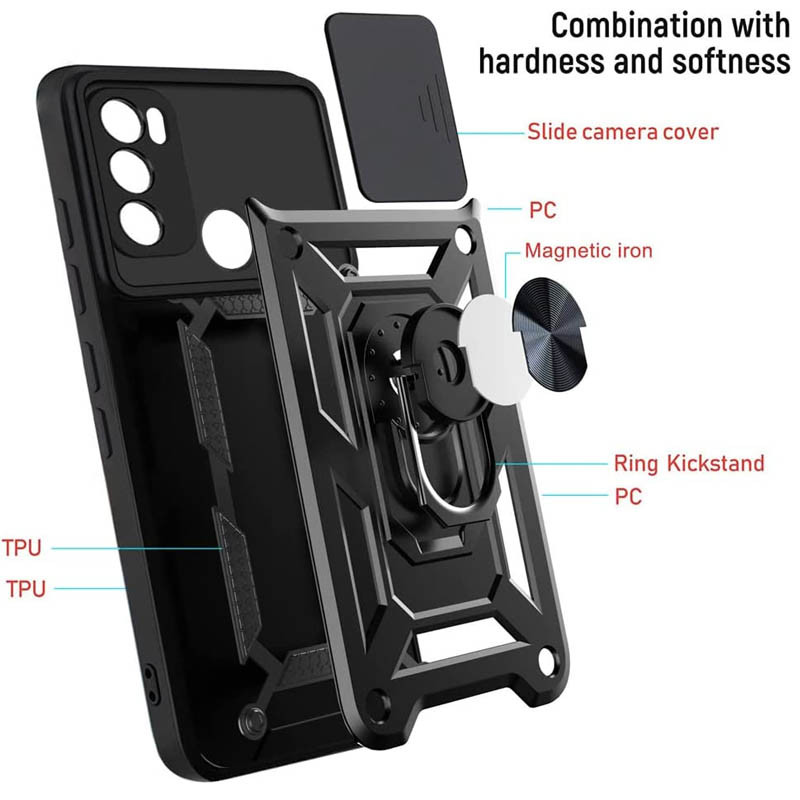 Фото Ударостійкий чохол Camshield Serge Ring на Motorola Moto G60 (Чорний) на vchehle.ua