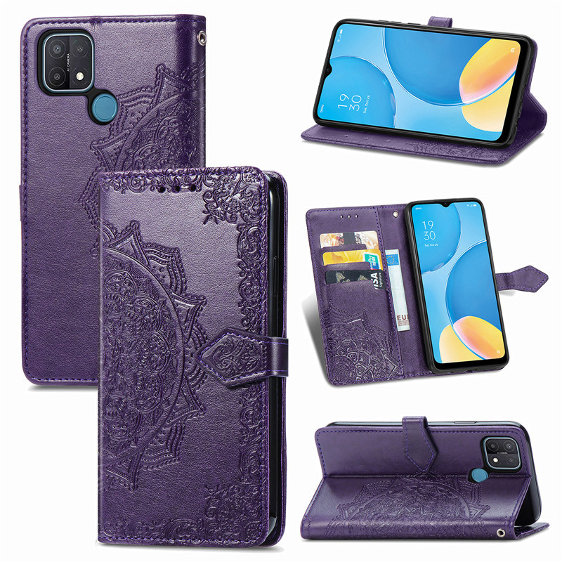 Фото Кожаный чехол-книжка Art Case с визитницей для Oppo A15 / A15s (Фиолетовый) на vchehle.ua