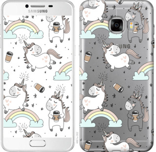 

Чехол Единорог и кофе для Samsung Galaxy C7 C7000 840656