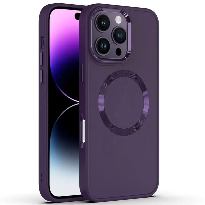 TPU чехол Bonbon Metal Style with Magnetic safe для Apple iPhone 16 Pro Max (6.9") (Фиолетовый / Dark Purple)