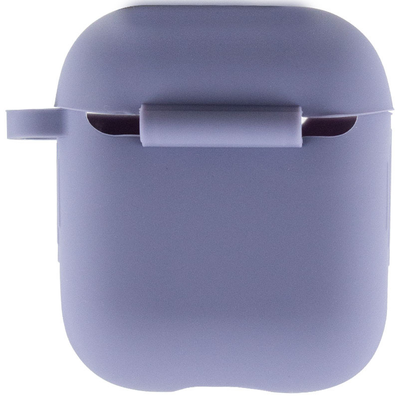 Фото Силиконовый футляр New с карабином для наушников Airpods 1/2 (Серый / Lavender Gray) в магазине vchehle.ua