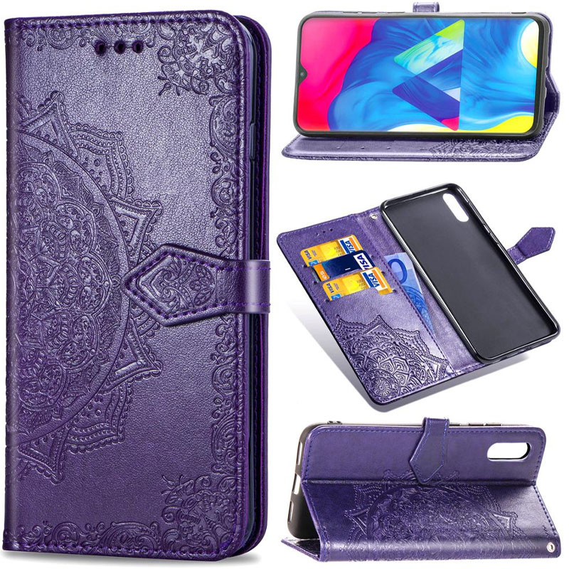 Кожаный чехол-книжка Art Case с визитницей для Samsung Galaxy A02 (Фиолетовый) в магазине vchehle.ua