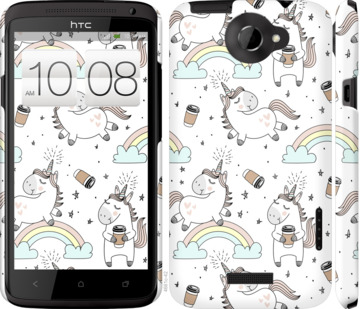

Чехол Единорог и кофе для HTC One X+ 840735