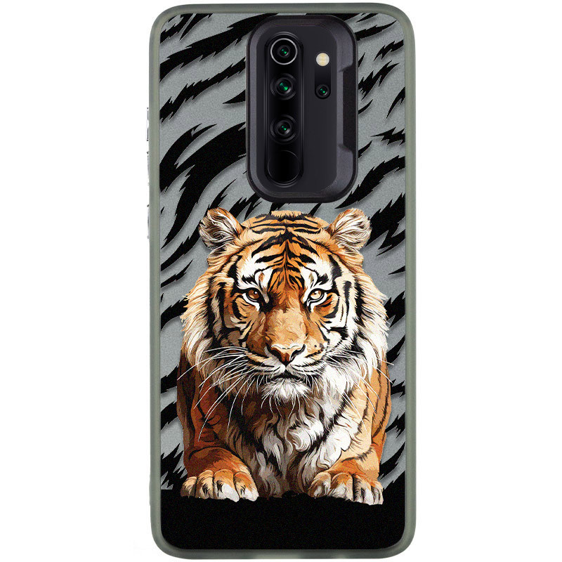 TPU+PC чехол TakiTaki Magic glow для Xiaomi Redmi Note 8 Pro (Tiger on the ground / Black)