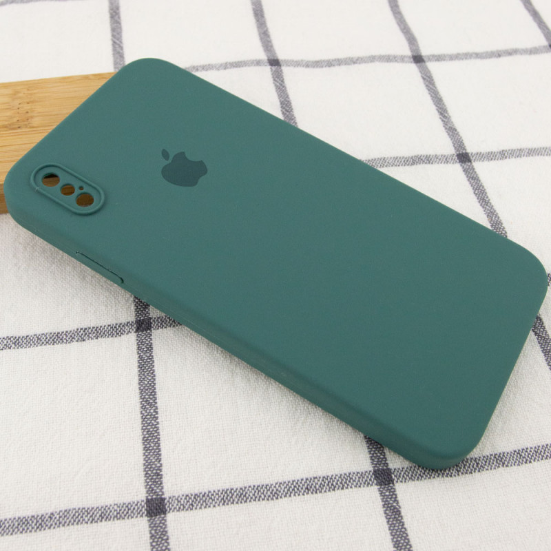Фото Уценка Чехол Silicone Case Square Full Camera Protective (AA) для Apple iPhone XS Max (6.5") (Эстетический дефект / Зеленый / Pine green) на vchehle.ua