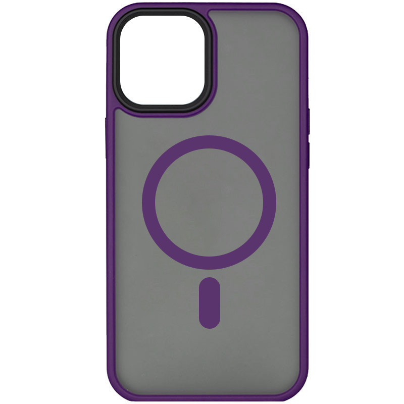 TPU+PC чехол Metal Buttons with Magnetic Safe для Apple iPhone 15 Plus (6.7") (Темно-фиолетовый)