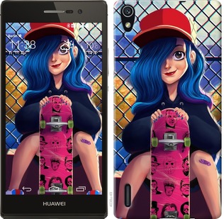 

Чехол Прикольная девочка со скейтбордом для Huawei Ascend P7 618383