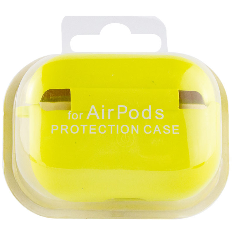 Силиконовый футляр с микрофиброй для наушников Airpods Pro (Желтый / Bright Yellow) в магазине vchehle.ua