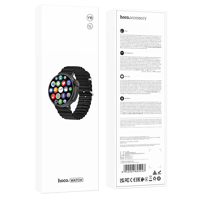 Смарт-часы Hoco Smart Watch Y18 Smart sports watch (call version) (Black) в магазине vchehle.ua