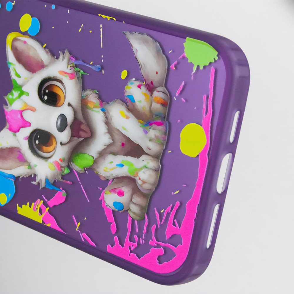 Заказать TPU+PC чехол TakiTaki Graffiti magic glow для Apple iPhone 14 Pro Max (6.7") (Cute wolf / Purple) на vchehle.ua