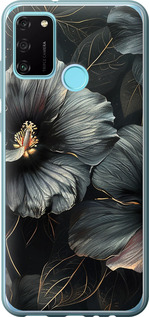 Чохол Чорні квіти на Huawei Honor 9A