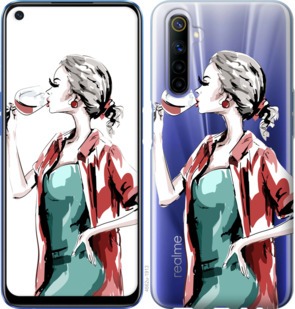 

Чохол Дівчина з келихом на Realme 6 920056