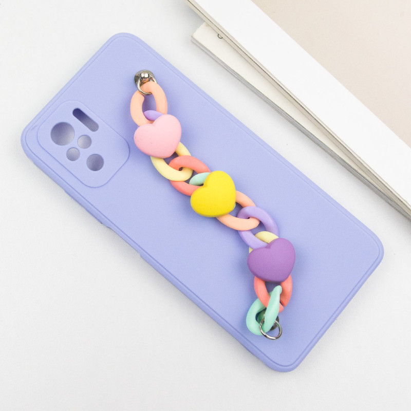 Фото Чехол Chained Heart c подвесной цепочкой для Xiaomi Redmi Note 10 / Note 10s (Lilac Blue) в магазине vchehle.ua